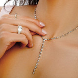 8 1/10 CTW Pear Lab Created Diamond  Bezel Set Y Tennis Necklace in 14K White Gold (MD250310)