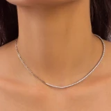 2 5/8 CTW Round Lab Created Diamond  Paperclip & Half Tennis Necklace in 14K White Gold (MD250311)
