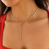 7 2/5 CTW Pear Lab Created Diamond  Bezel Set Y Tennis Necklace in 14K Yellow Gold (MD250312)
