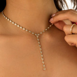 7 2/5 CTW Pear Lab Created Diamond  Bezel Set Y Tennis Necklace in 14K Yellow Gold (MD250312)