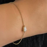 2/3 CT Pear Lab Created Diamond  Solitaire Chain Bracelet in 14K Yellow Gold (MD250313)