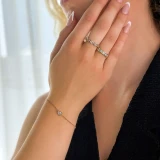 2/3 CT Pear Lab Created Diamond  Solitaire Chain Bracelet in 14K Yellow Gold (MD250313)