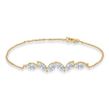1 1/4 CTW Marquise Lab Created Diamond  6 Stone Chain Bracelet in 14K Yellow Gold (MD250317)