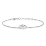4/5 CT Round Lab Created Diamond  Solitaire Compass Prong Chain Bracelet in 14K White Gold   (MD250318)