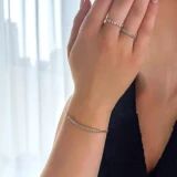 1 1/10 CTW Round Lab Created Diamond  Dome Bar Chain Bracelet in 14K Yellow Gold with Paperclip Links (MD250322)