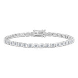 3 7/8 CTW Emerald Lab Created Diamond  Bezel set Tennis Bracelet in 14K White Gold (MD250323)