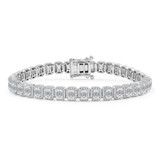 7 1/8 CTW Emerald Lab Created Diamond  Halo Tennis Bracelet in 14K White Gold (MD250326)