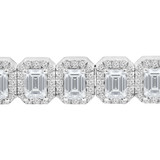 7 1/8 CTW Emerald Lab Created Diamond  Halo Tennis Bracelet in 14K White Gold (MD250326)