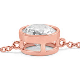 1 1/20 CT Round Lab Created Diamond  Bezel Set Solitaire Chain Bracelet in 14K Rose Gold (MD250327)