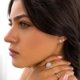 9/10 CTW Round Lab Created Diamond  Halo Stud Earrings in 18K White Gold (MD250331)