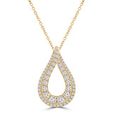 3/5 CTW Round Diamond Teardrop Fancy Pendant Necklace in 18K Yellow Gold (MD250332)