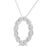 5/8 CTW Round Diamond Braided Circle Circle Pendant Necklace in 18K White Gold (MD250335)