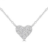 1/2 CTW Round Diamond Halo Cluster Heart Pendant Necklace in 18K White Gold (MD250336)
