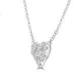 1/2 CTW Round Diamond Halo Cluster Heart Pendant Necklace in 18K White Gold (MD250336)