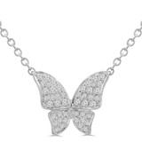 1/5 CTW Round Diamond Nature Butterfly Pave Necklace in 18K White Gold (MD250337)