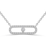 1/5 CTW Round Diamond Paperclip Necklace in 18K White Gold (MD250338)
