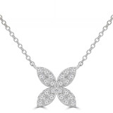2/5 CTW Round Diamond Pave Floral Flower Necklace in 18K White Gold (MD250339)