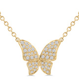 1/5 CTW Round Diamond Nature Butterfly Pave Necklace in 18K Yellow Gold (MD250341)