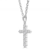 1/2 CTW Round Diamond   Cross Pendant Necklace in 18K White Gold (MD250343)