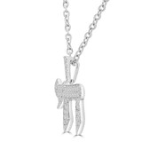 1/4 CTW Round Diamond Pave Chai Symbolic Pendant Necklace in 18K White Gold (MD250346)