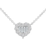 9/10 CTW Round Diamond Halo Heart Necklace in 18K White Gold (MD250349)