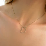 1/8 CTW Round Diamond Heart Necklace in 18K Yellow Gold (MD250351)