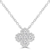 1/2 CTW Round Diamond Floral Cluster Clover Necklace in 18K White Gold (MD250352)