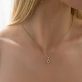 1/10 CTW Round Diamond Star of David Symbolic Pendant Necklace in 18K Yellow Gold (MD250353)