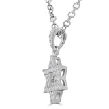 1/10 CTW Round Diamond Star of David Symbolic Pendant Necklace in 18K White Gold (MD250354)