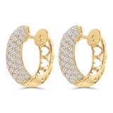 1 3/4 CTW Round Diamond 5-Row Oval Huggie Earrings in 18K Yellow Gold (MD250355)