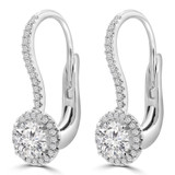 4/5 CTW Round Diamond Halo Drop/Dangle Earrings in 18K White Gold (MD250358)