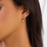 4/5 CTW Round Diamond Halo Drop/Dangle Earrings in 18K White Gold (MD250358)