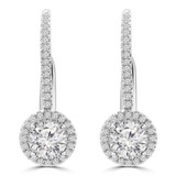4/5 CTW Round Diamond Halo Drop/Dangle Earrings in 18K White Gold (MD250358)