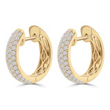 1 CTW Round Diamond 3-Row Hoop Huggie Earrings in 18K Yellow Gold (MD250360)