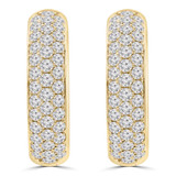 1 CTW Round Diamond 3-Row Hoop Huggie Earrings in 18K Yellow Gold (MD250360)