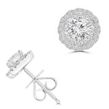 7/8 CTW Round Diamond Halo Stud Earrings in 18K White Gold (MD250361)