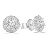 7/8 CTW Round Diamond Halo Stud Earrings in 18K White Gold (MD250361)