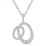 1/2 CTW Round Diamond Double Oval Pendant Necklace in 18K White Gold (MD250363)