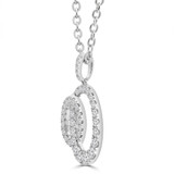 1/2 CTW Round Diamond Double Oval Pendant Necklace in 18K White Gold (MD250363)