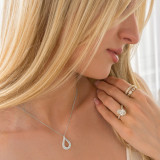 3/5 CTW Round Diamond 2-Row Teardrop Pendant Necklace in 18K White Gold (MD250364)