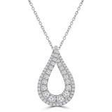 3/5 CTW Round Diamond 2-Row Teardrop Pendant Necklace in 18K White Gold (MD250364)