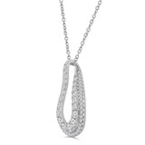 3/5 CTW Round Diamond 2-Row Teardrop Pendant Necklace in 18K White Gold (MD250364)