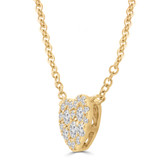3/8 CTW Round Diamond Halo Cluster Heart Necklace in 18K Yellow Gold (MD250365)