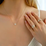 3/8 CTW Round Diamond Halo Cluster Heart Necklace in 18K Yellow Gold (MD250365)