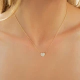 3/8 CTW Round Diamond Halo Cluster Heart Necklace in 18K Yellow Gold (MD250365)