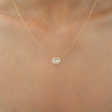 1/2 CTW Round Diamond Halo Cluster Heart Necklace in 18K Yellow Gold (MD250366)