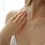 1/2 CTW Round Diamond Halo Cluster Heart Necklace in 18K Yellow Gold (MD250366)