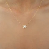 1/2 CTW Round Diamond Halo Cluster Heart Necklace in 18K Yellow Gold (MD250366)