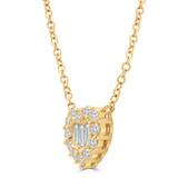 1/2 CTW Round Diamond Halo Cluster Heart Necklace in 18K Yellow Gold (MD250366)