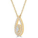 1/2 CTW Round Diamond Teardrop Cluster Halo Necklace in 18K Yellow Gold (MD250368)